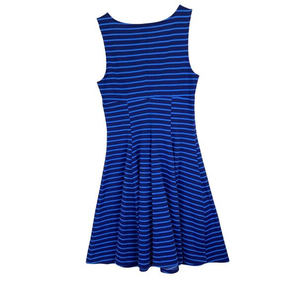 Peter Som Design Nation Blue Stripe Dress Fit & Flair Jersey Knit V-Neck Size 8 - Picture 6 of 10
